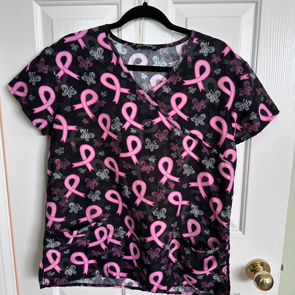 Breast cancer awareness scrub top